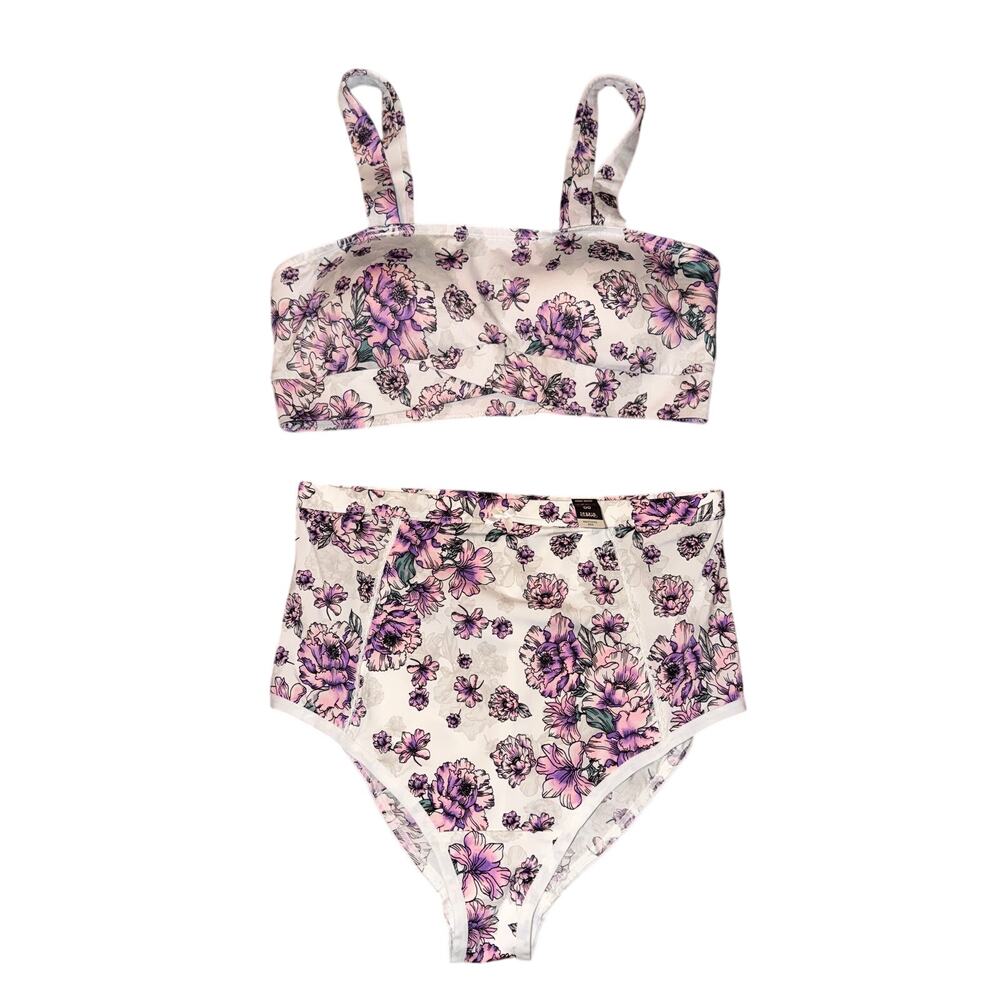 Torrid Curve Bralette And High Waist Panty Set Size 00 M Purple Floral New
